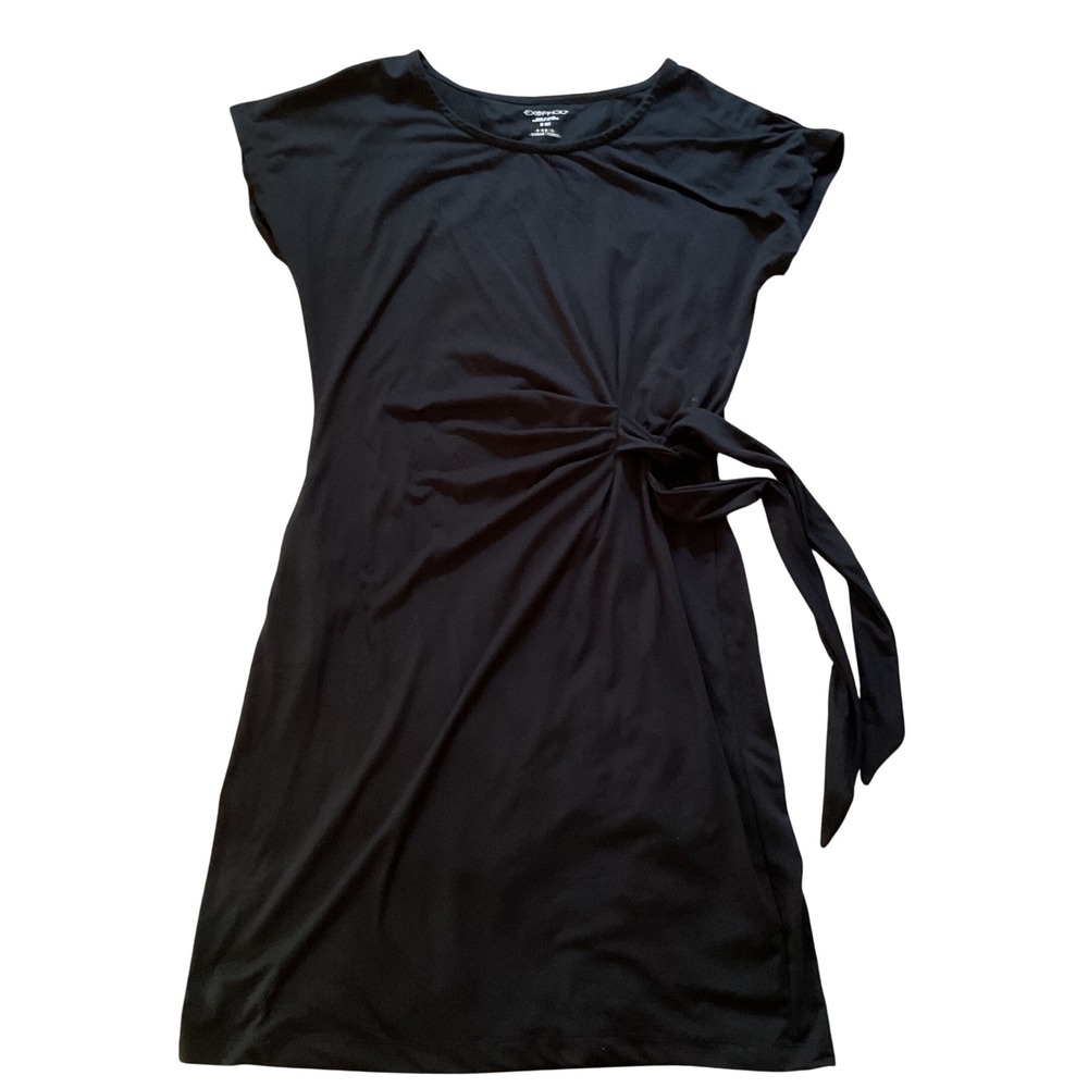ExOfficio Womens Black Side Tie Travel Dress Hidden Zip Pocket Size Medium M 8